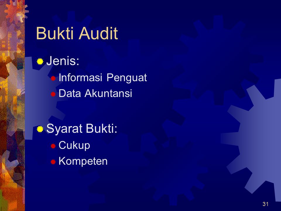 Bukti Audit Jenis: Syarat Bukti: Informasi Penguat Data Akuntansi