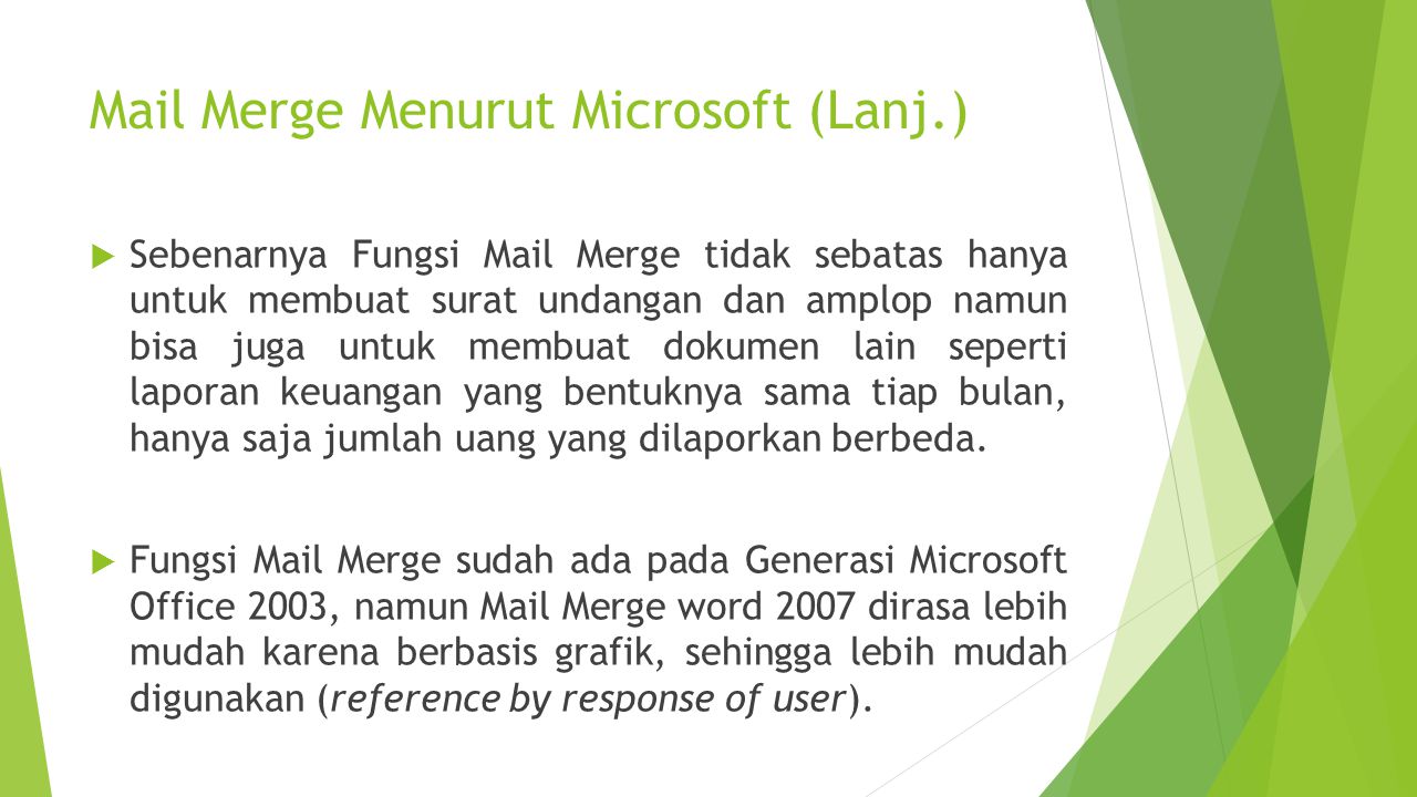 Mail Merge Menurut Microsoft (Lanj.)