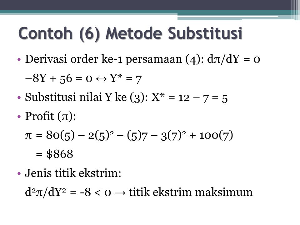 Contoh (6) Metode Substitusi
