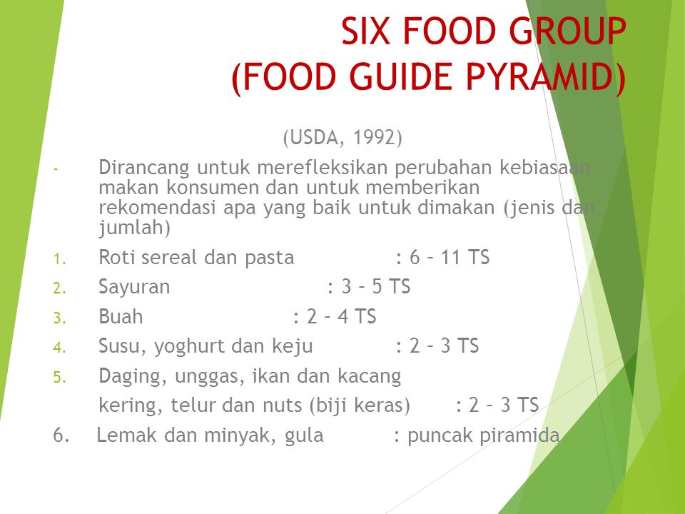 SIX FOOD GROUP (FOOD GUIDE PYRAMID)