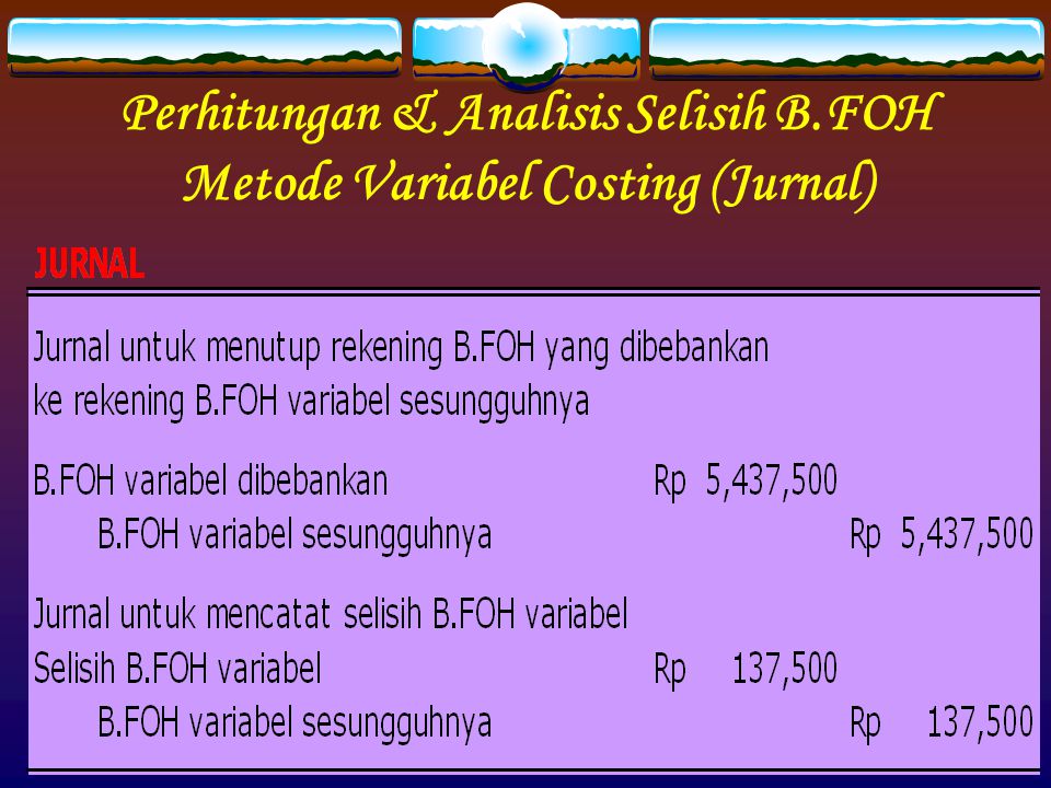 Perhitungan & Analisis Selisih B.FOH Metode Variabel Costing (Jurnal)