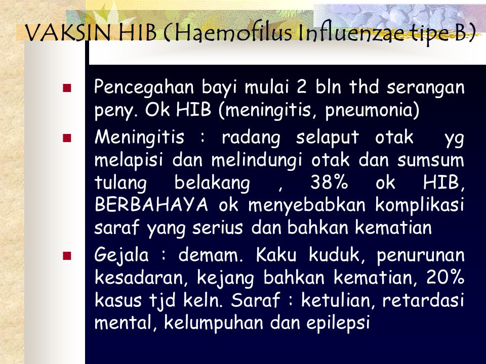 VAKSIN HIB (Haemofilus Influenzae tipe B)