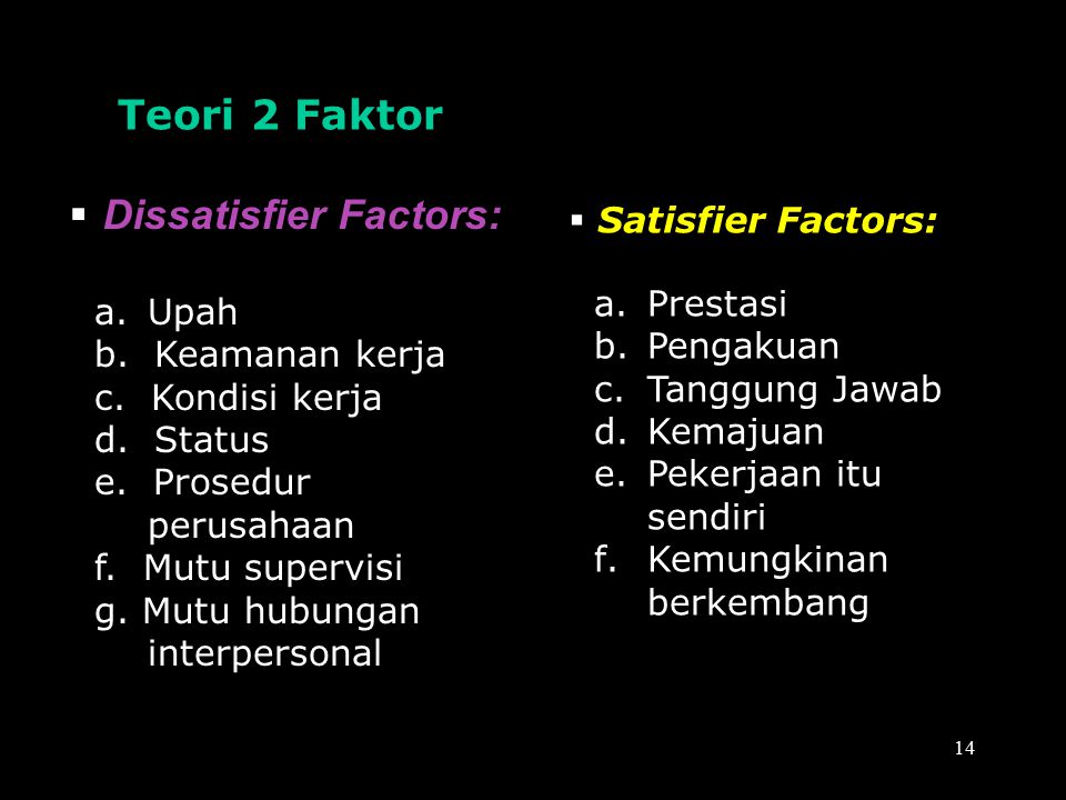 Dissatisfier Factors: