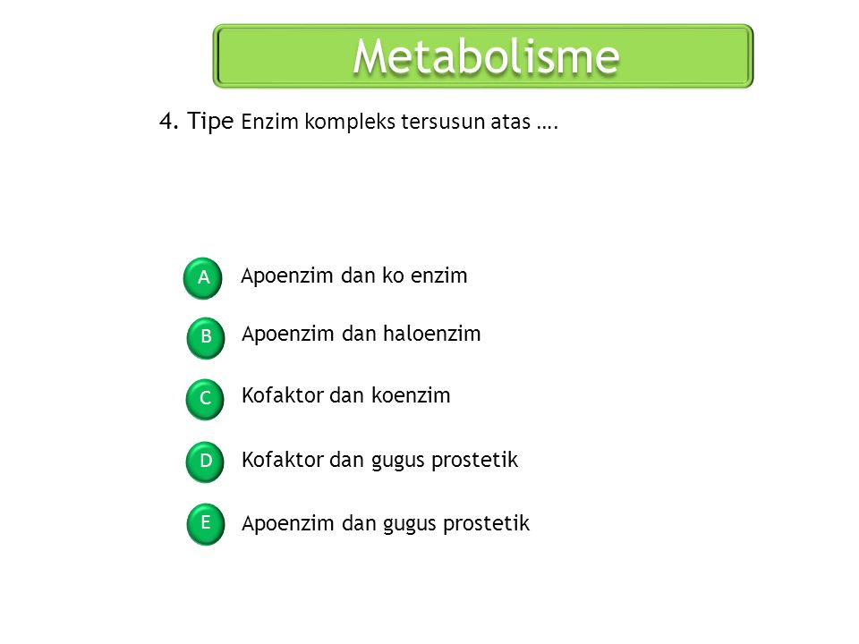 Metabolisme 4. Tipe Enzim kompleks tersusun atas ….