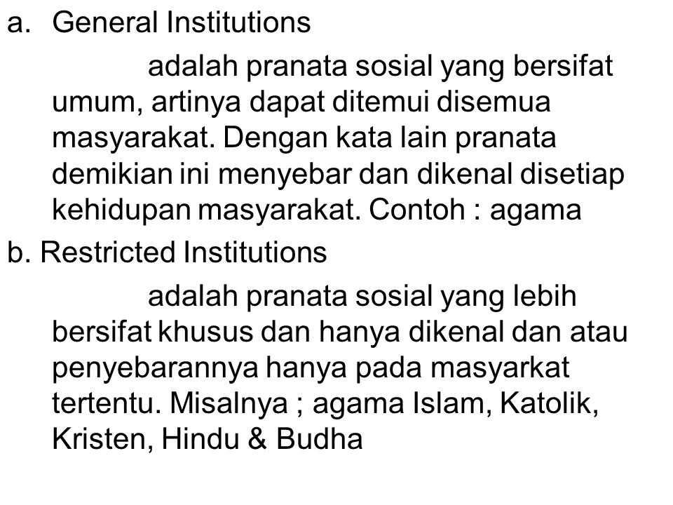 General Institutions