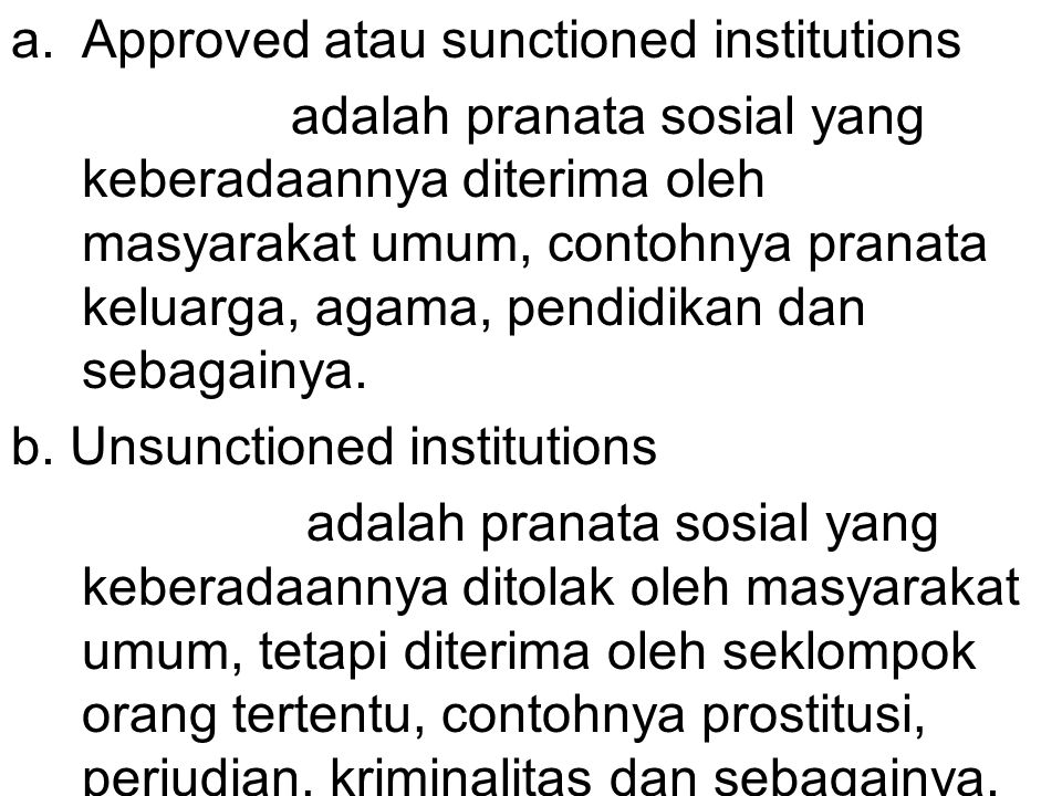 Approved atau sunctioned institutions