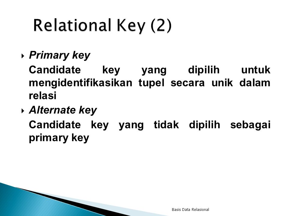 Relational Key (2) Primary key
