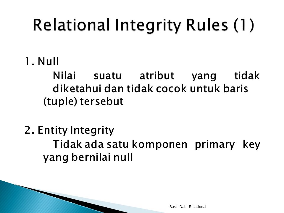 Relational Integrity Rules (1)