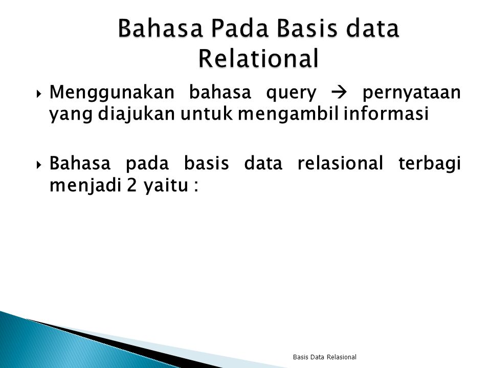 Bahasa Pada Basis data Relational