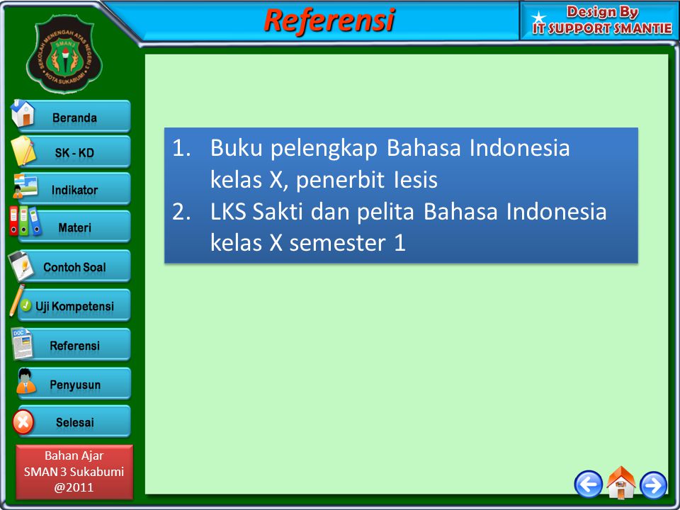 Referensi Buku pelengkap Bahasa Indonesia kelas X, penerbit Iesis