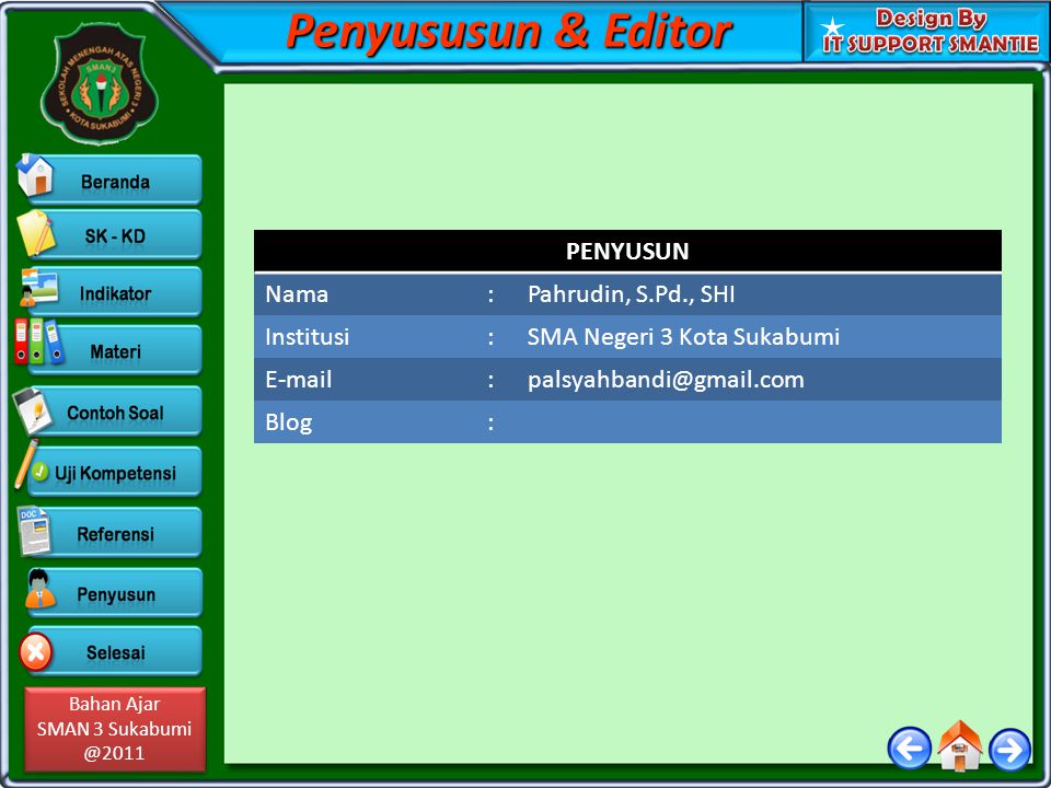 Penyususun & Editor PENYUSUN Nama : Pahrudin, S.Pd., SHI Institusi