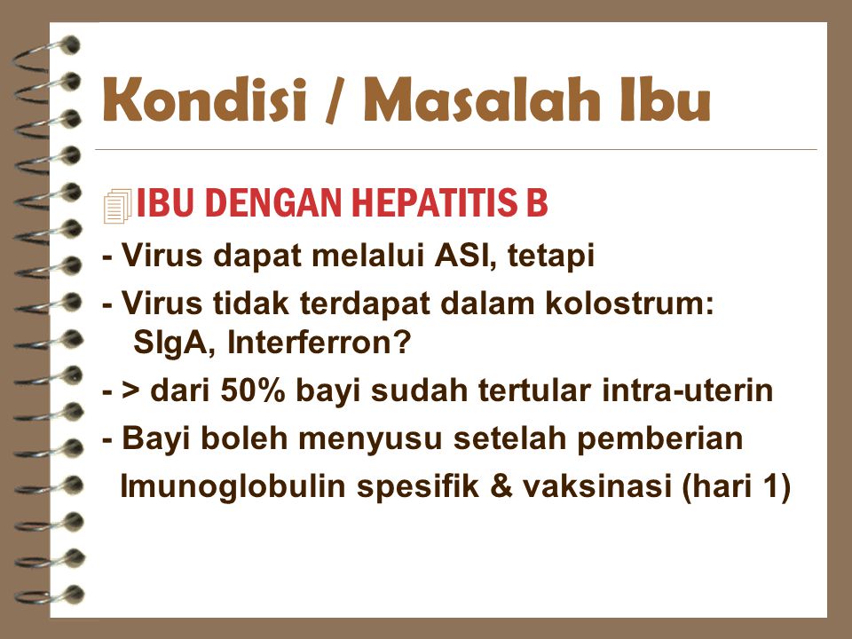 Kondisi / Masalah Ibu IBU DENGAN HEPATITIS B