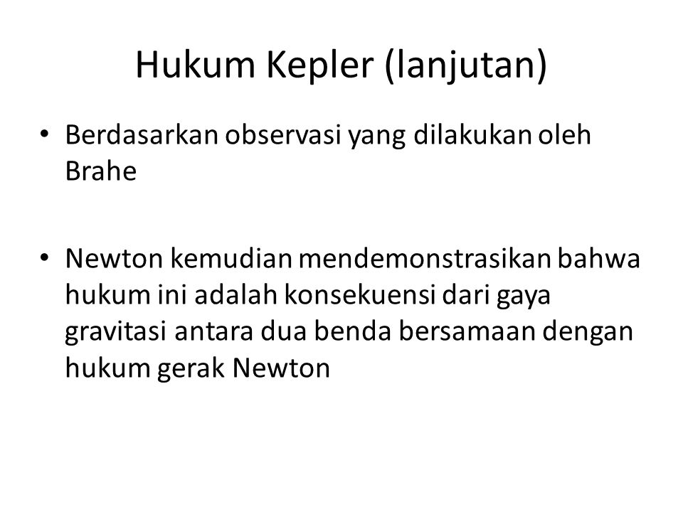 Hukum Kepler (lanjutan)