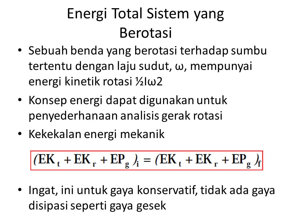 Energi Total Sistem yang Berotasi