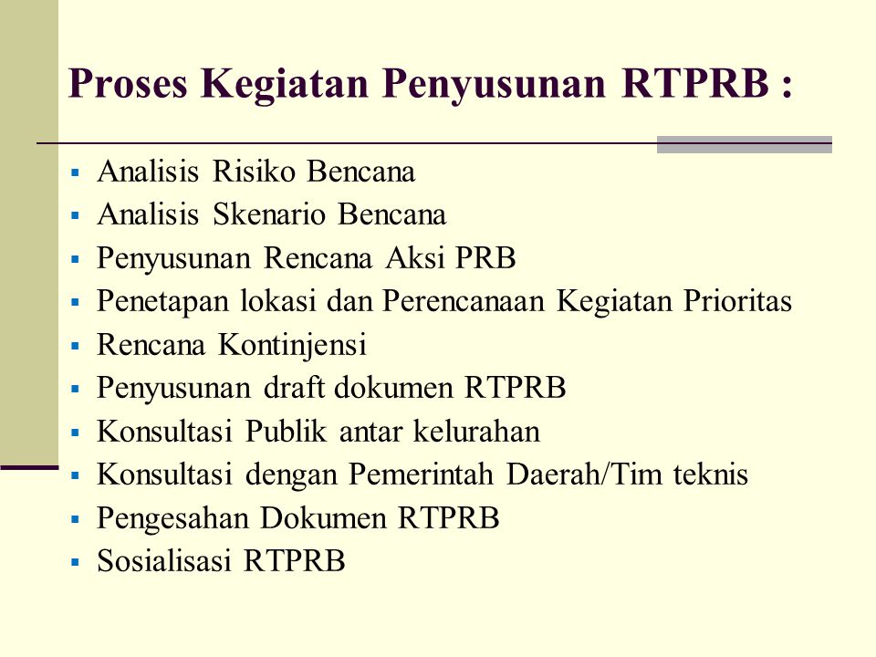 Proses Kegiatan Penyusunan RTPRB :