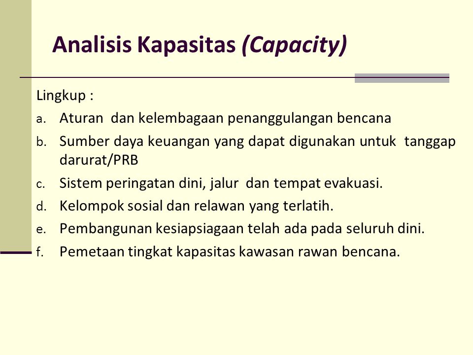 Analisis Kapasitas (Capacity)
