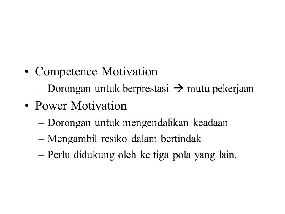 Competence Motivation Power Motivation