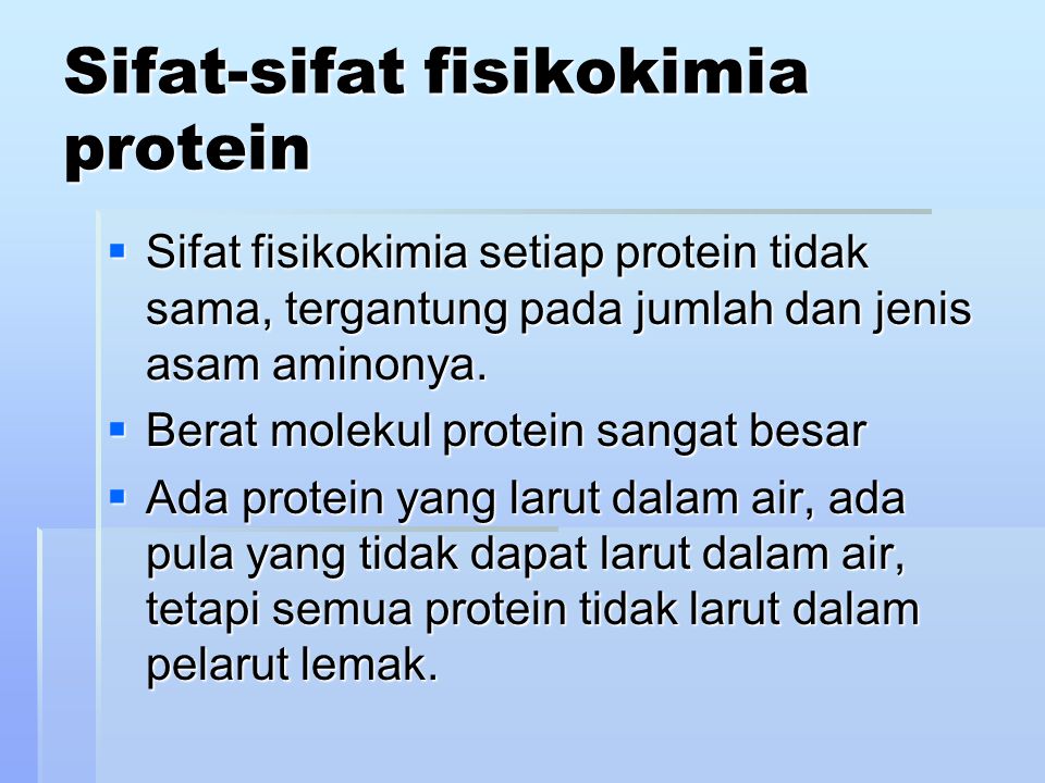 Sifat-sifat fisikokimia protein