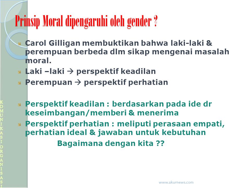 Prinsip Moral dipengaruhi oleh gender