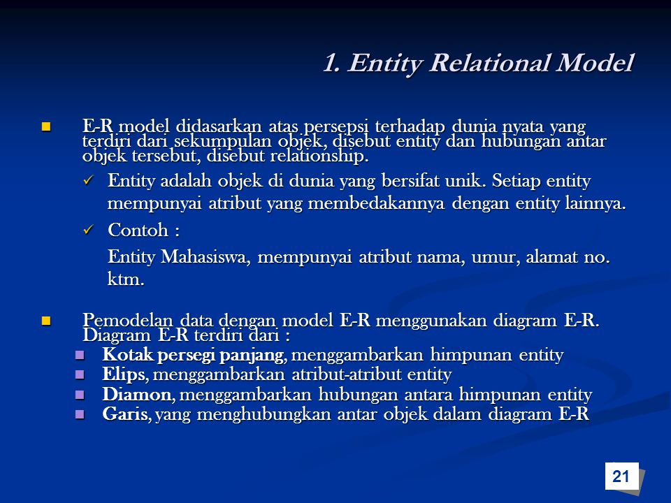 1. Entity Relational Model