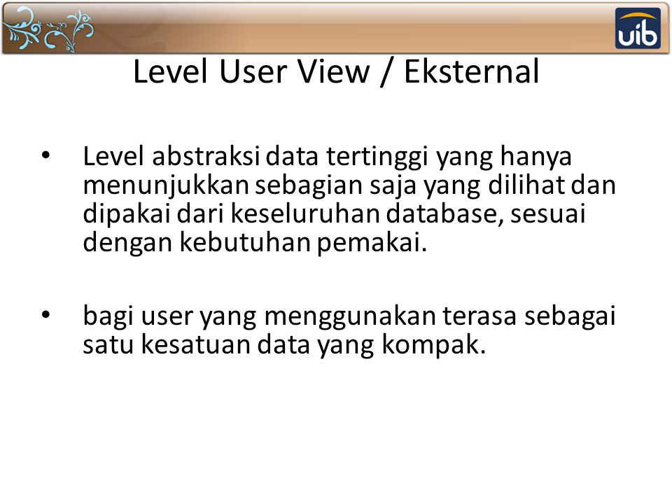 Level User View / Eksternal
