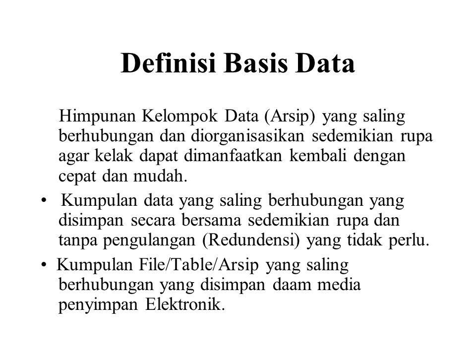 Definisi Basis Data