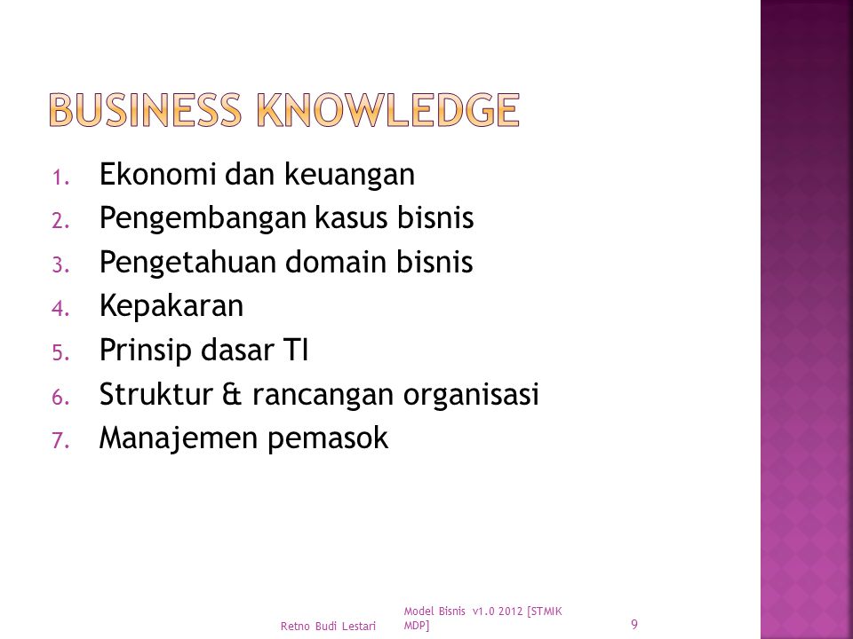 Business Knowledge Ekonomi dan keuangan Pengembangan kasus bisnis