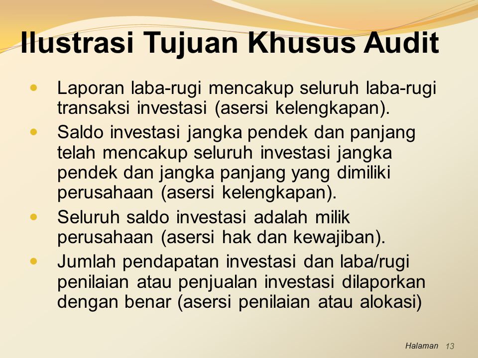 Ilustrasi Tujuan Khusus Audit