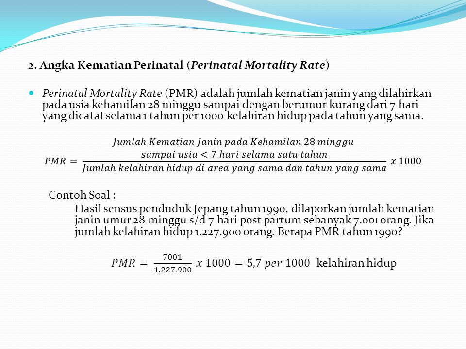 2. Angka Kematian Perinatal (Perinatal Mortality Rate)