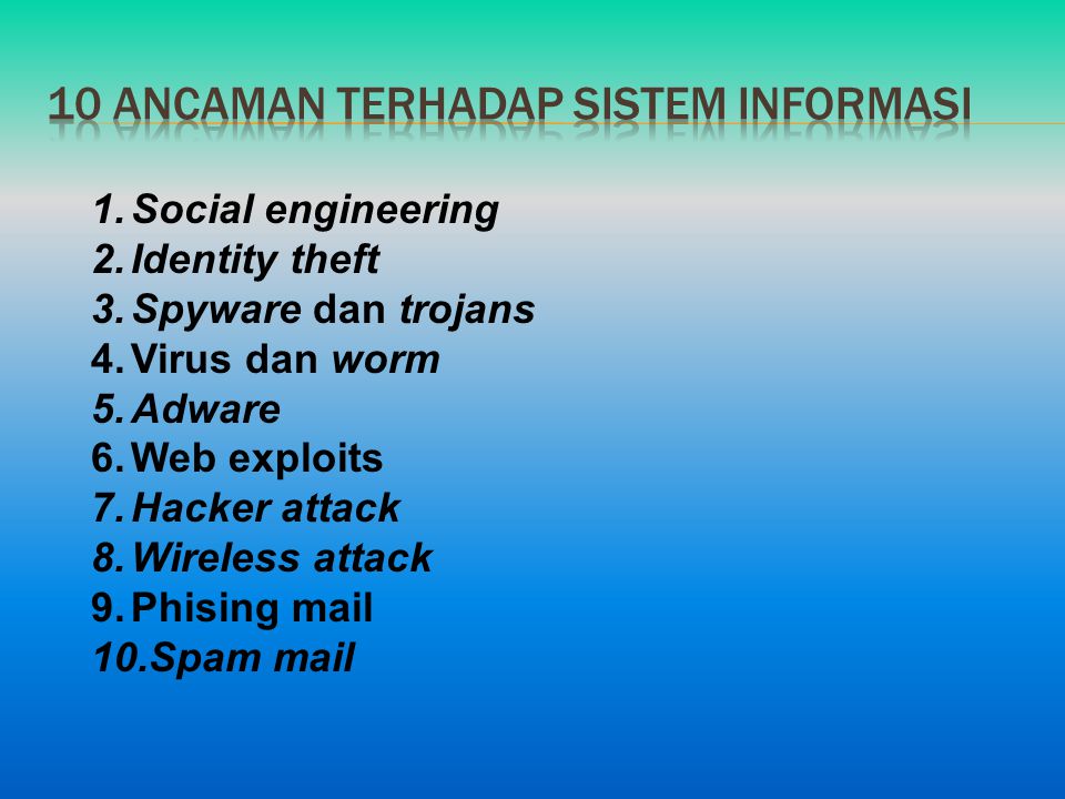 10 ancaman terhadap sistem informasi