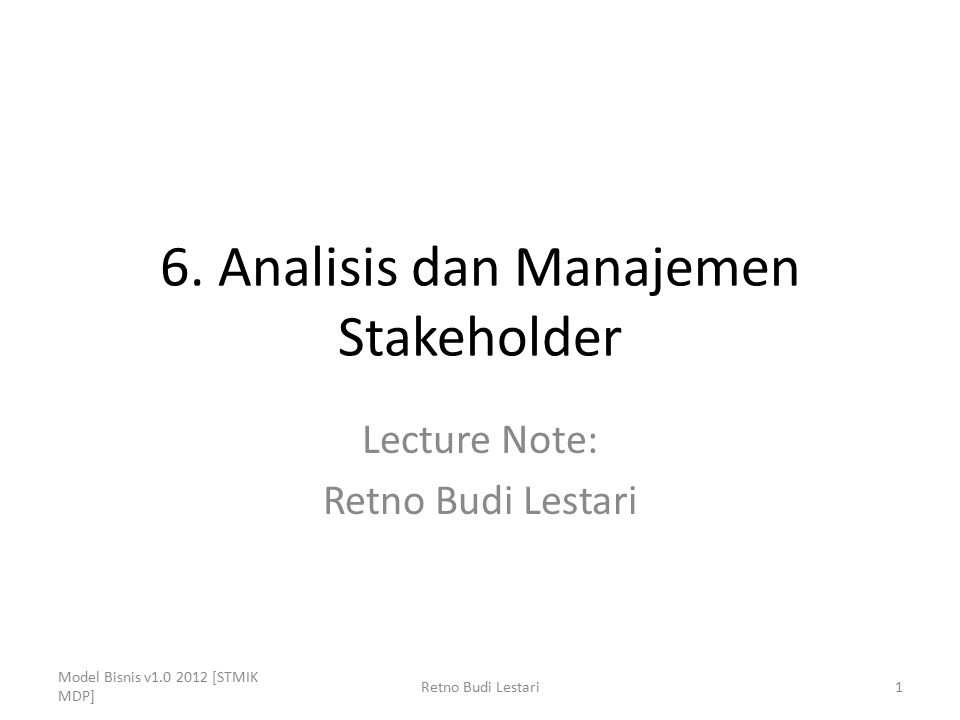 6. Analisis dan Manajemen Stakeholder