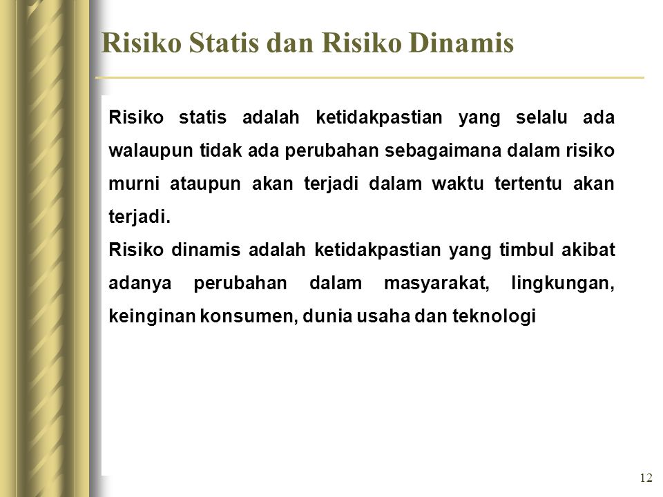 Risiko Statis dan Risiko Dinamis