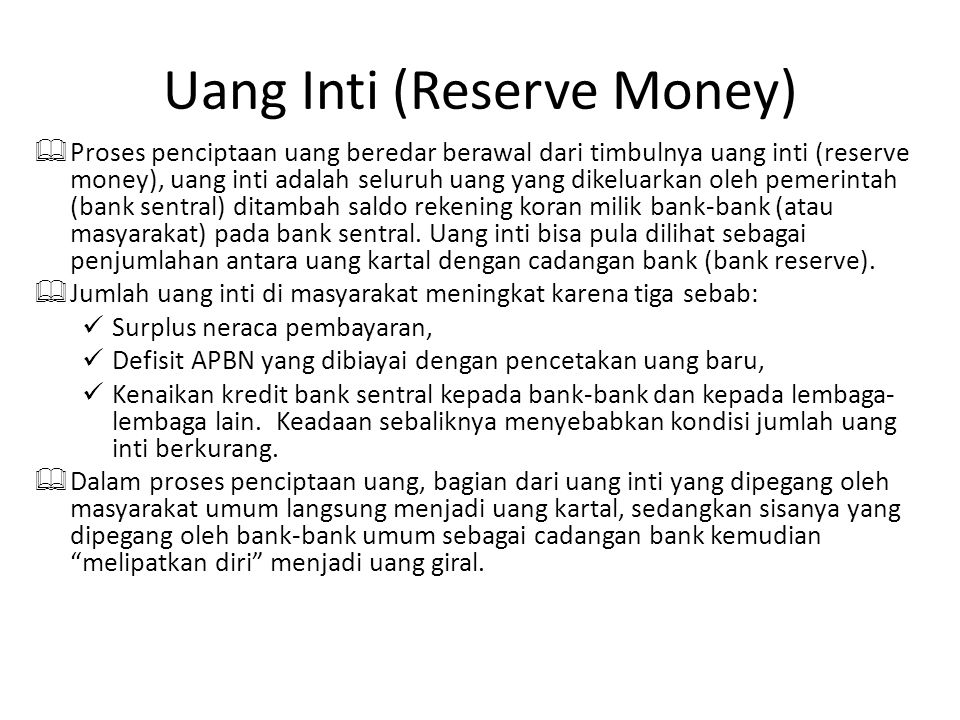 Uang Inti (Reserve Money)