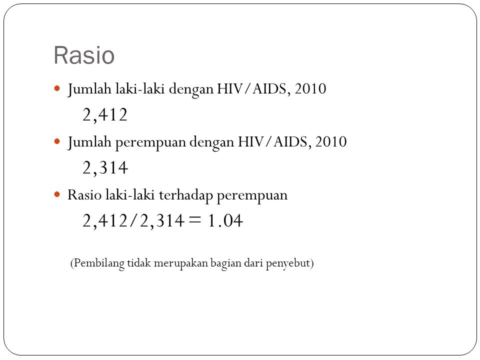 Rasio Jumlah laki-laki dengan HIV/AIDS, 2010