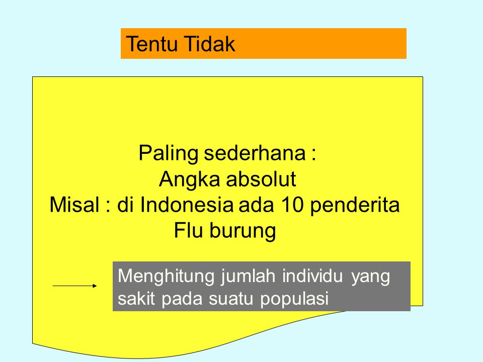 Misal : di Indonesia ada 10 penderita
