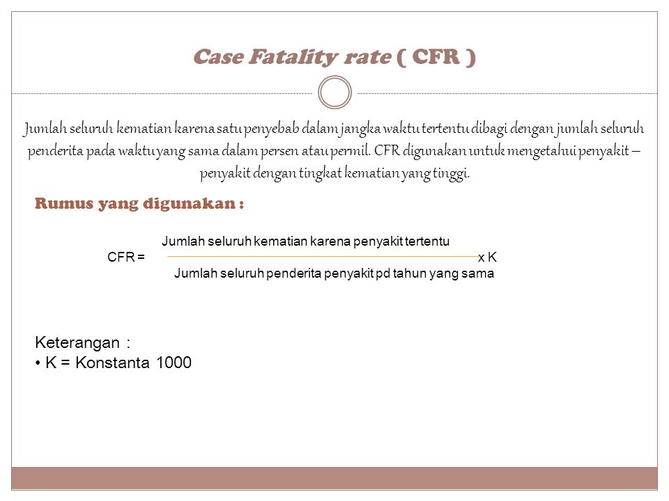 Case Fatality rate ( CFR )