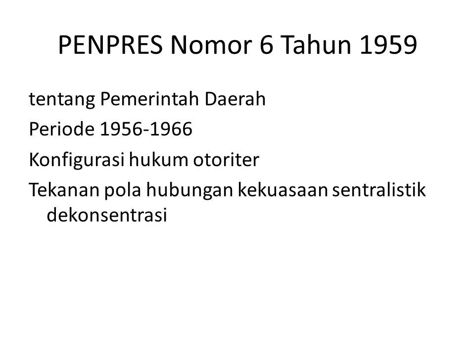 PENPRES Nomor 6 Tahun 1959