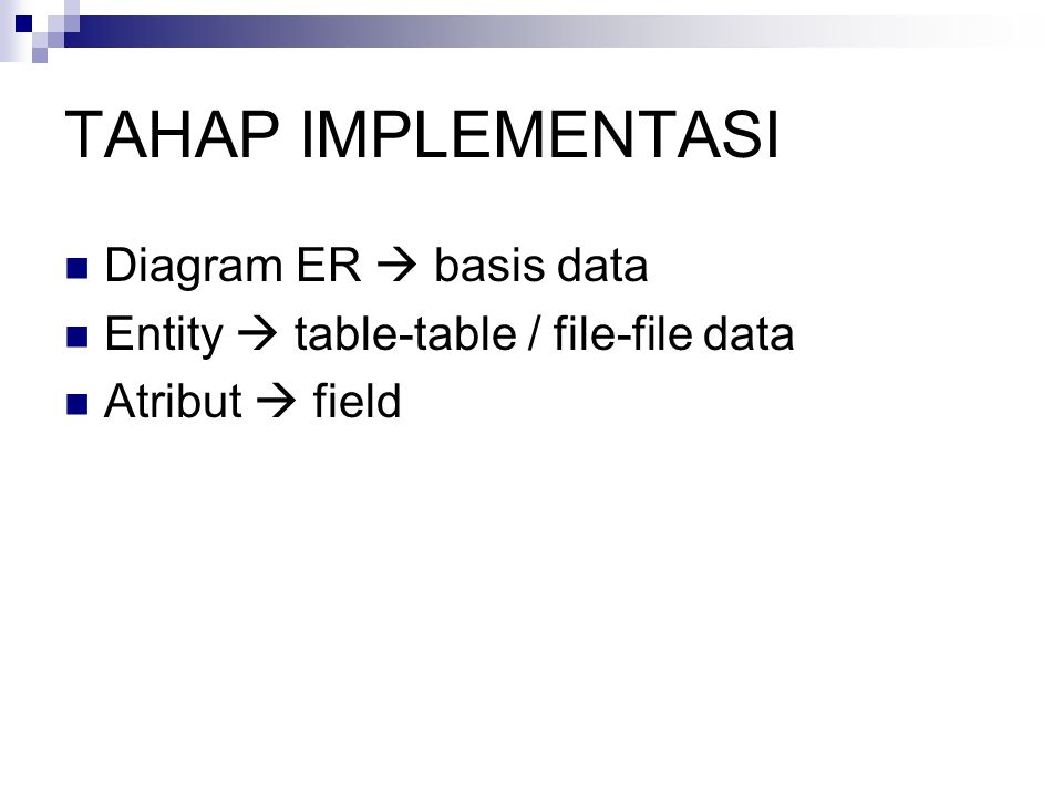 TAHAP IMPLEMENTASI Diagram ER  basis data