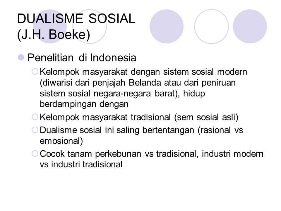 DUALISME SOSIAL (J.H. Boeke)