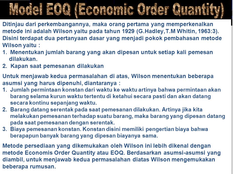 Model EOQ (Economic Order Quantity)