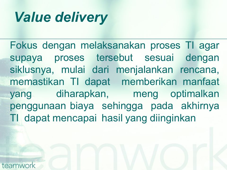 Value delivery