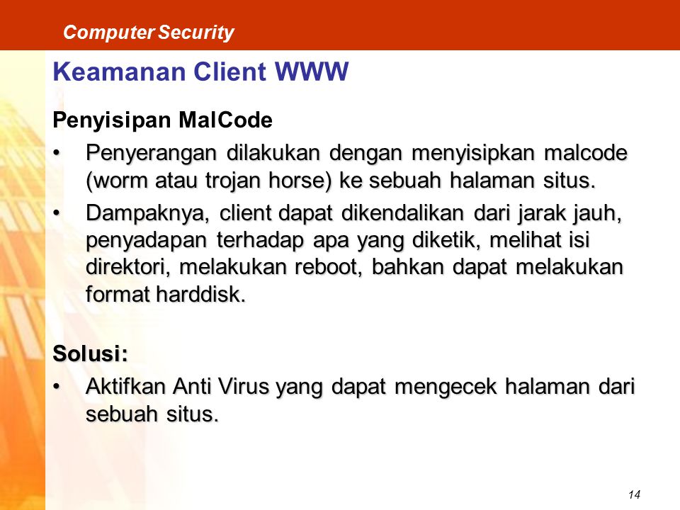 Keamanan Client WWW Penyisipan MalCode