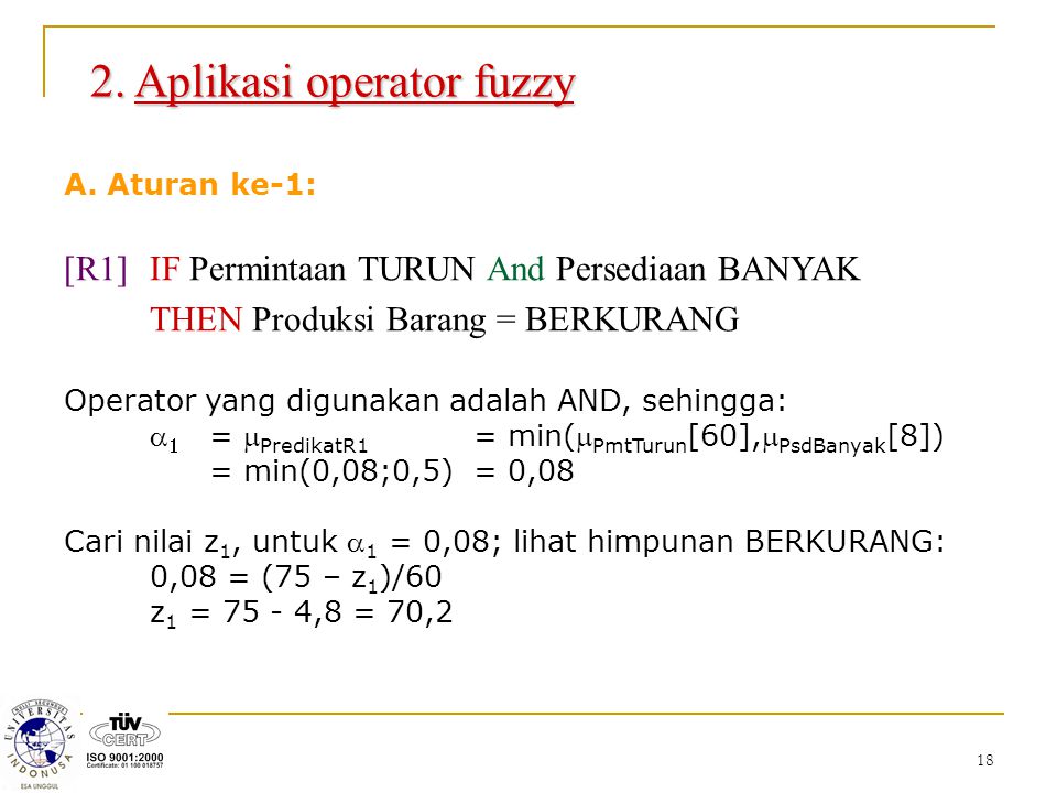 2. Aplikasi operator fuzzy