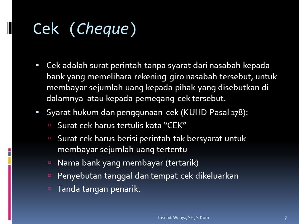 Cek (Cheque)