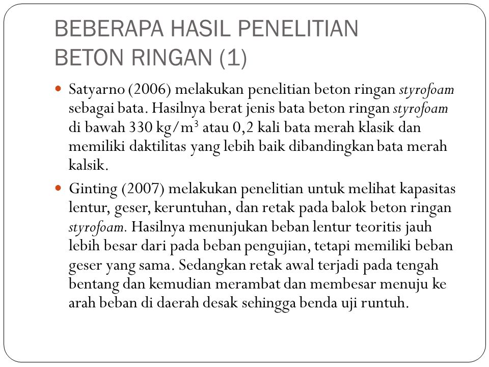 BEBERAPA HASIL PENELITIAN BETON RINGAN (1)