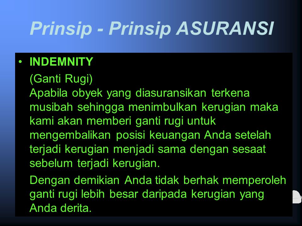 Prinsip - Prinsip ASURANSI