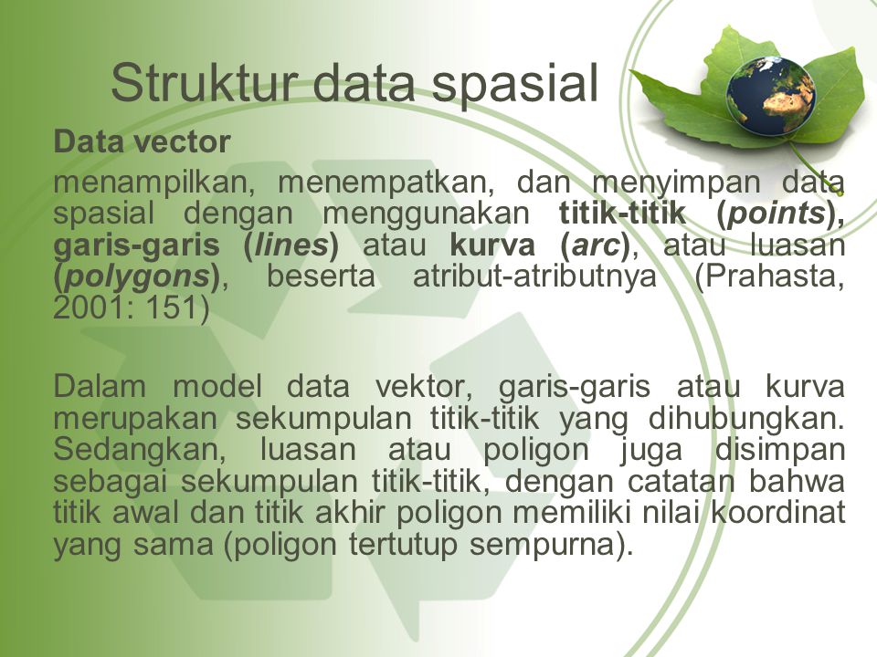 Struktur data spasial Data vector