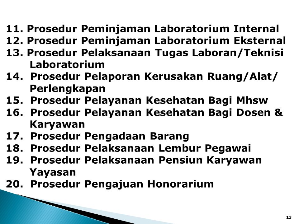 11. Prosedur Peminjaman Laboratorium Internal