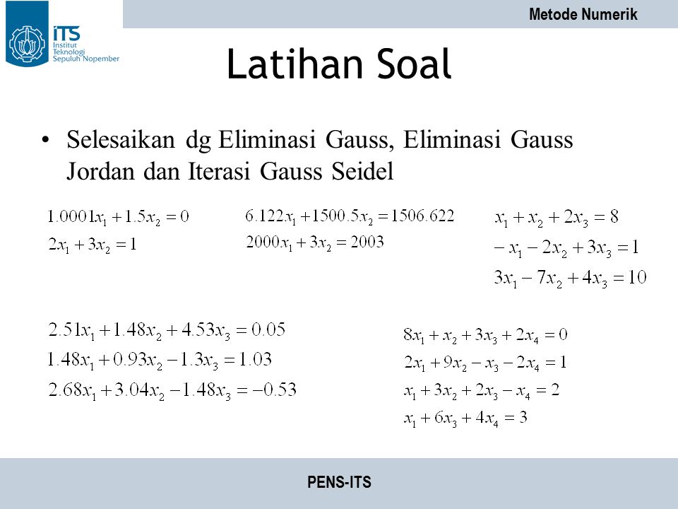 Contoh Soal Eliminasi Gauss Kumpulan Soal Pelajaran 3