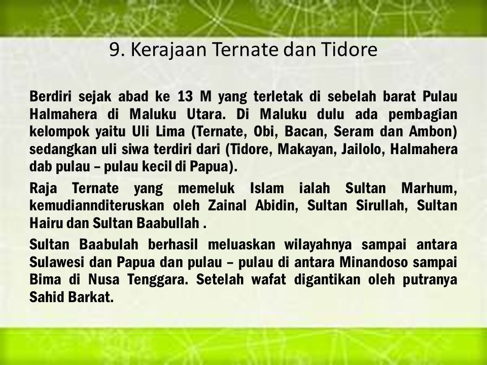 9. Kerajaan Ternate dan Tidore